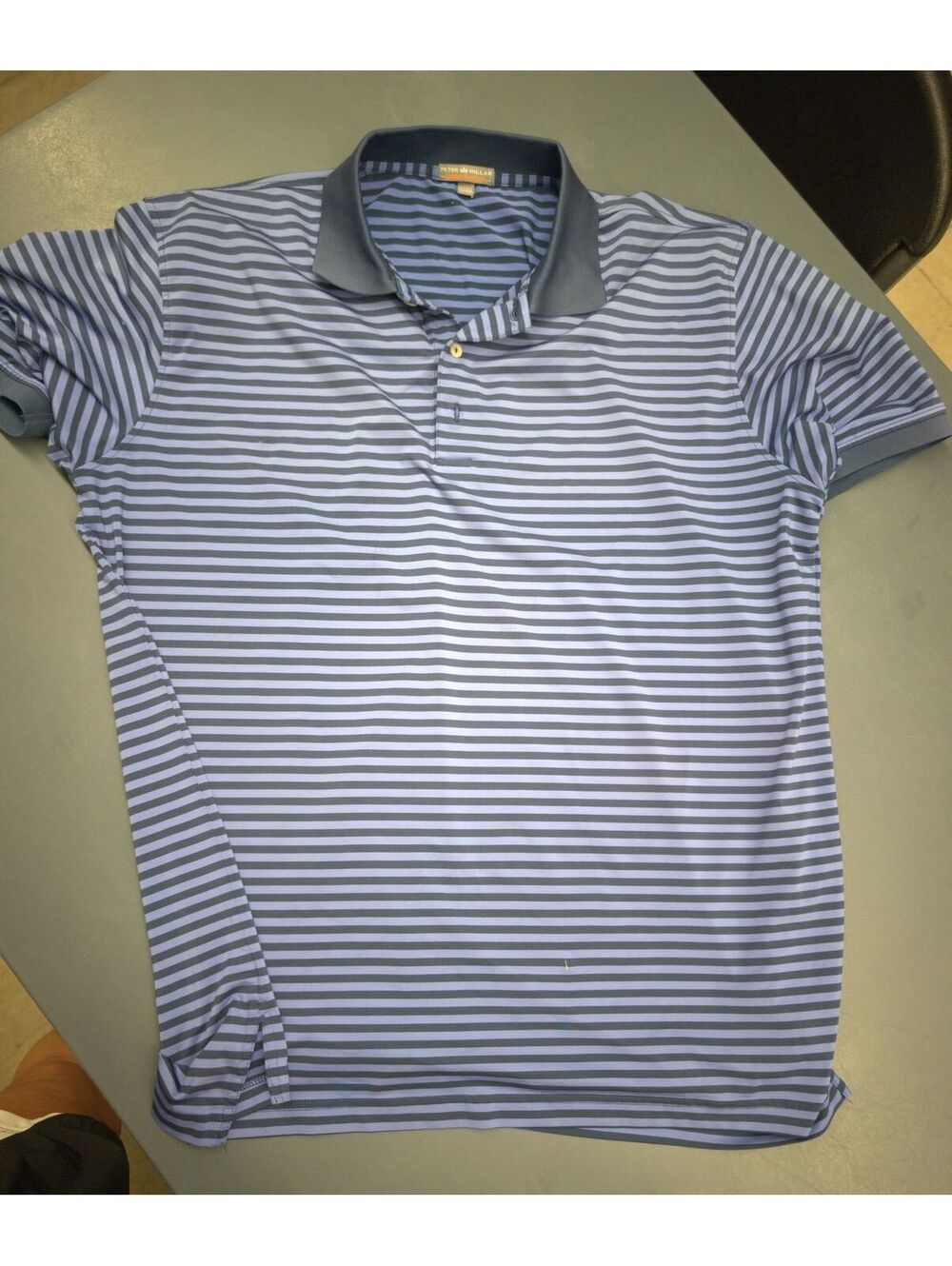 Peter Millar Summer Comfort XL Blue and Gray Striped Polo Shirt